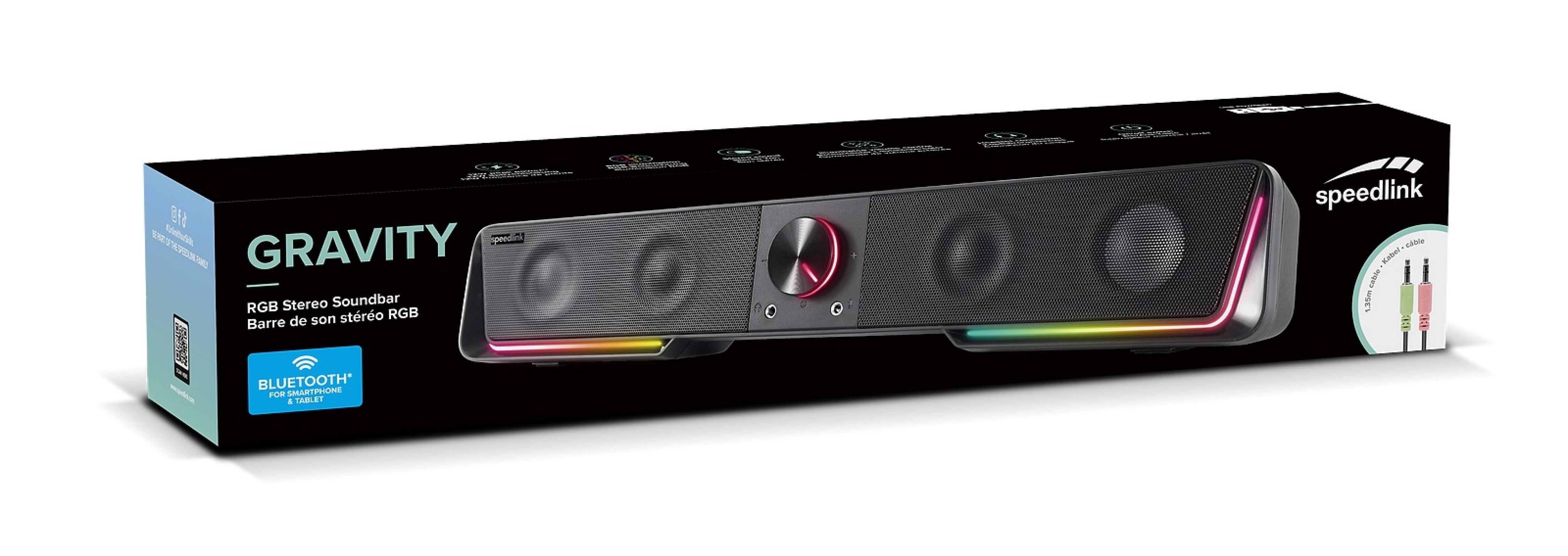 GRAVITY RGB Stereo Soundbar, schwarz