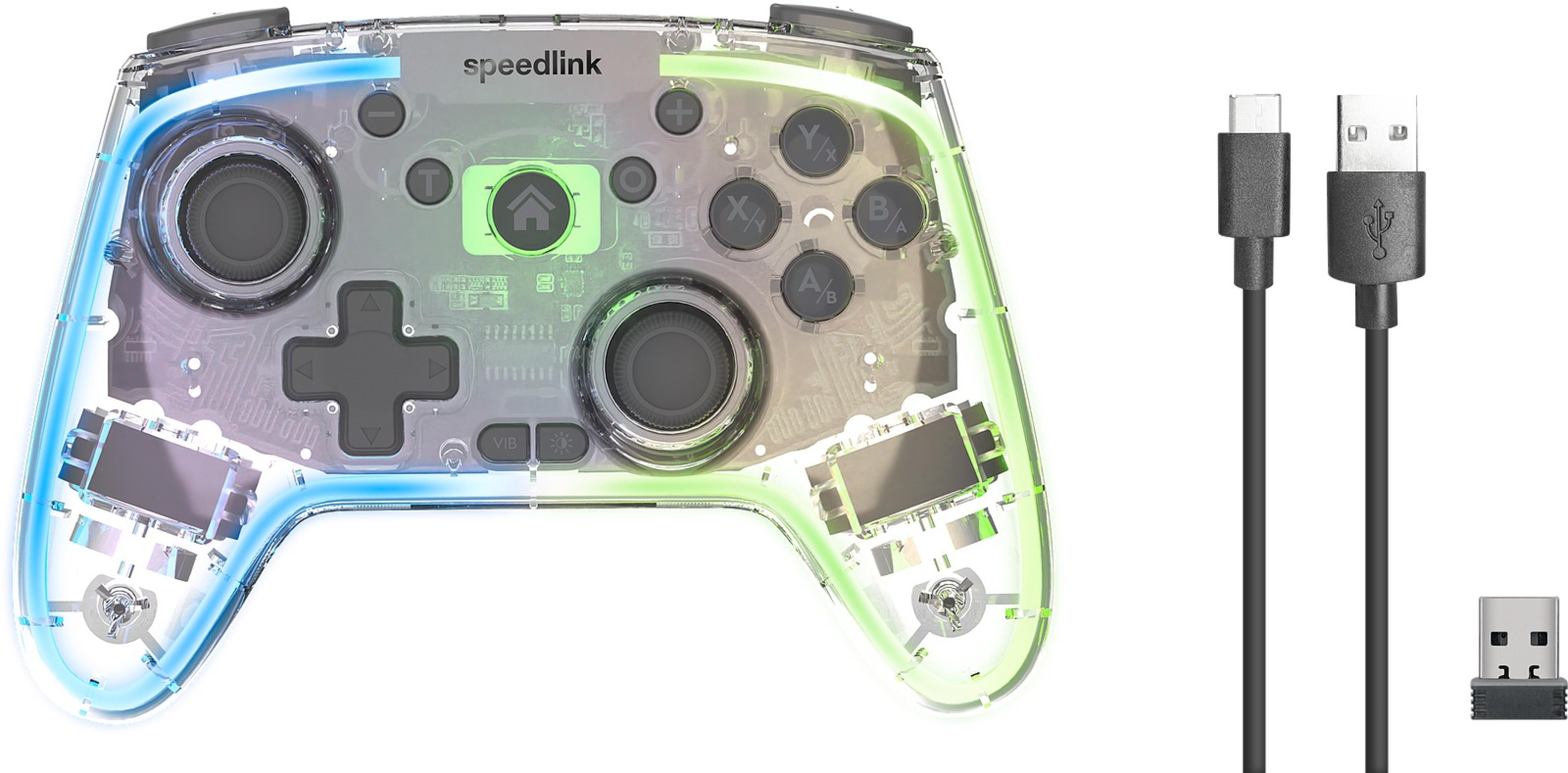 RAIT NX RGB Gamepad - kabellos/kabelgebunden - für PC/ Android/Switch OLED/Lite, klar transparent