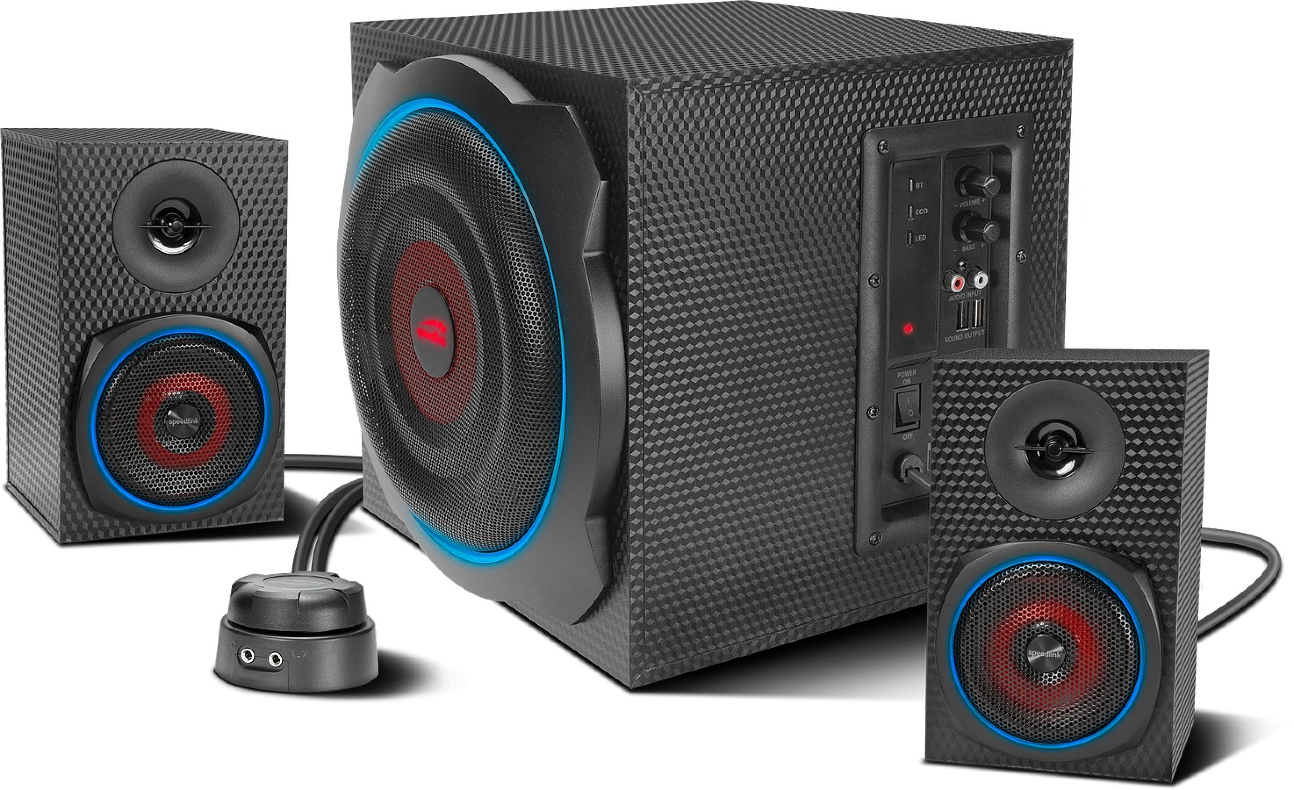 GRAVITY CARBON RGB 2.1 Subwoofer System, schwarz