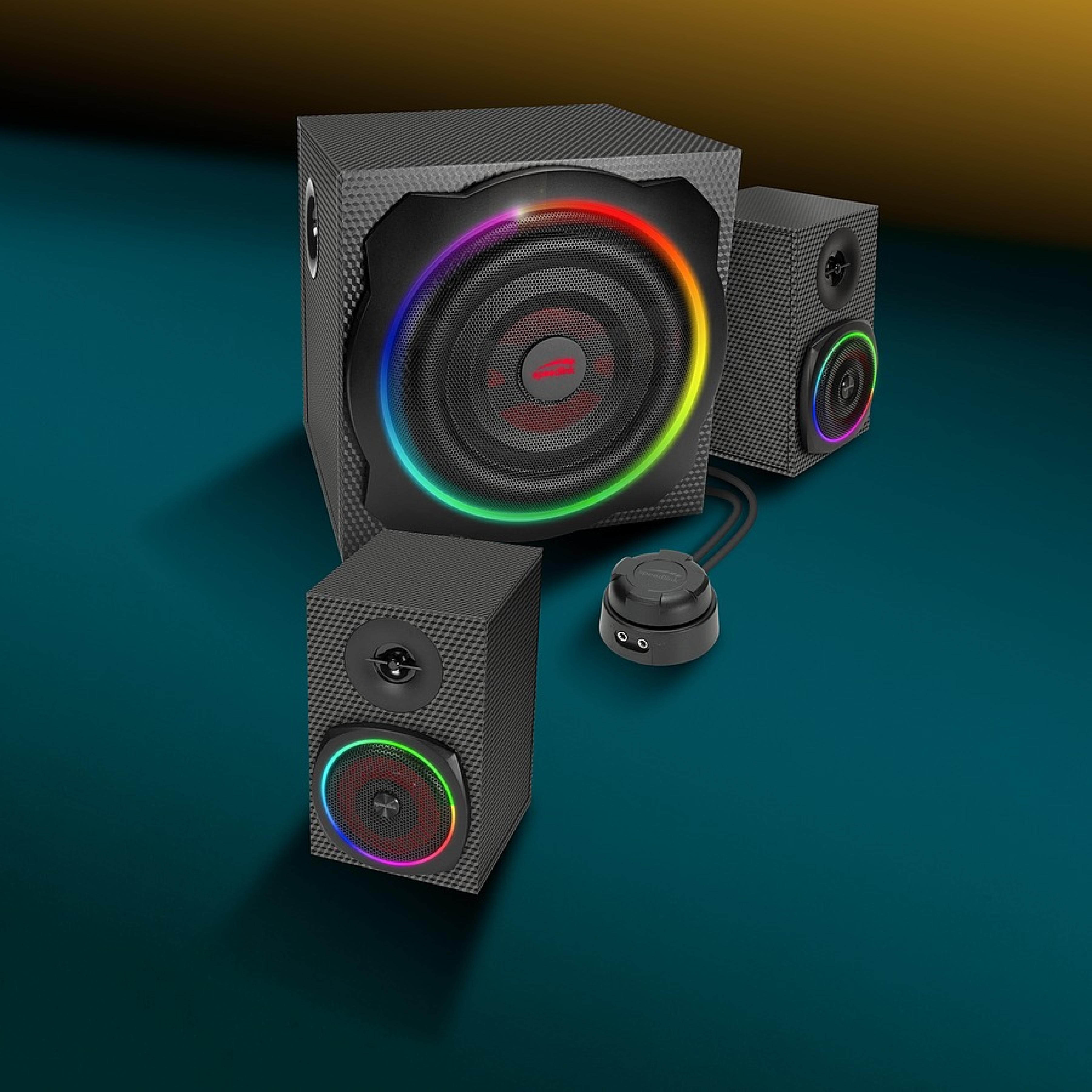 GRAVITY CARBON RGB 2.1 Subwoofer System, schwarz