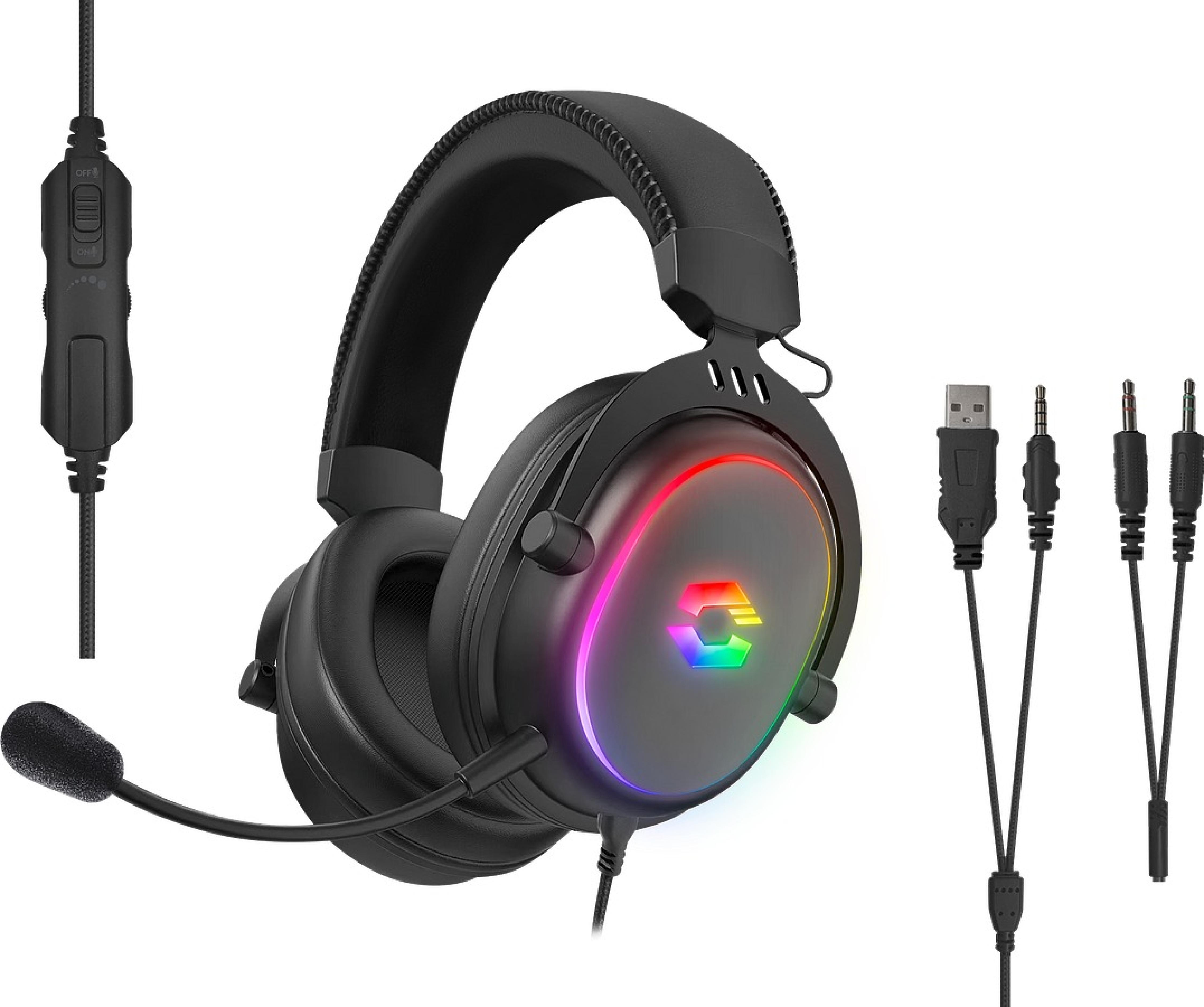 CONUX RGB Stereo Gaming Headset - für PC/PS5/PS4/ Xbox Series X/S/Switch 2/Switch/OLED/Lite , schwarz