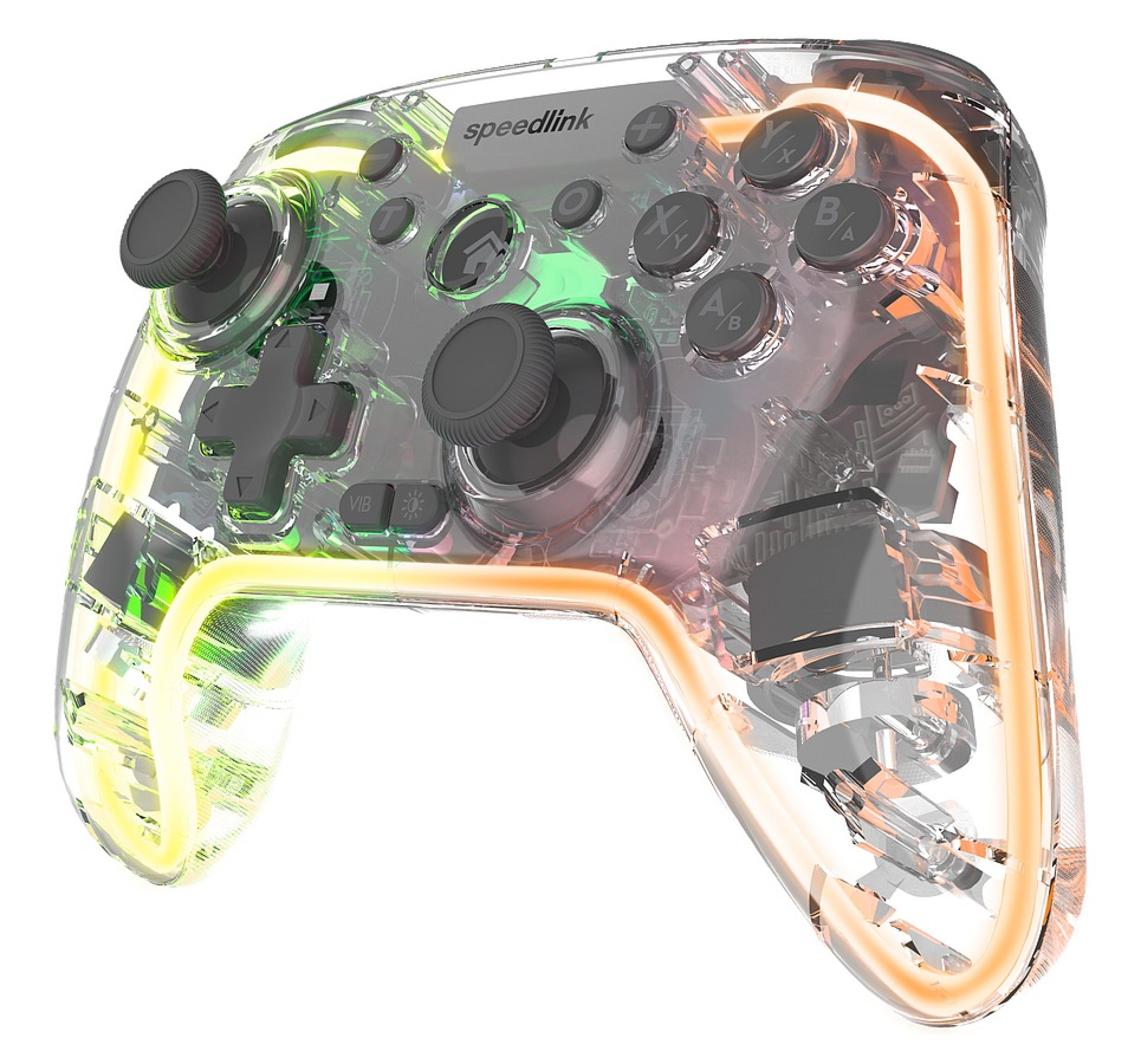 RAIT NX RGB Gamepad - kabellos/kabelgebunden - für PC/ Android/Switch OLED/Lite, klar transparent