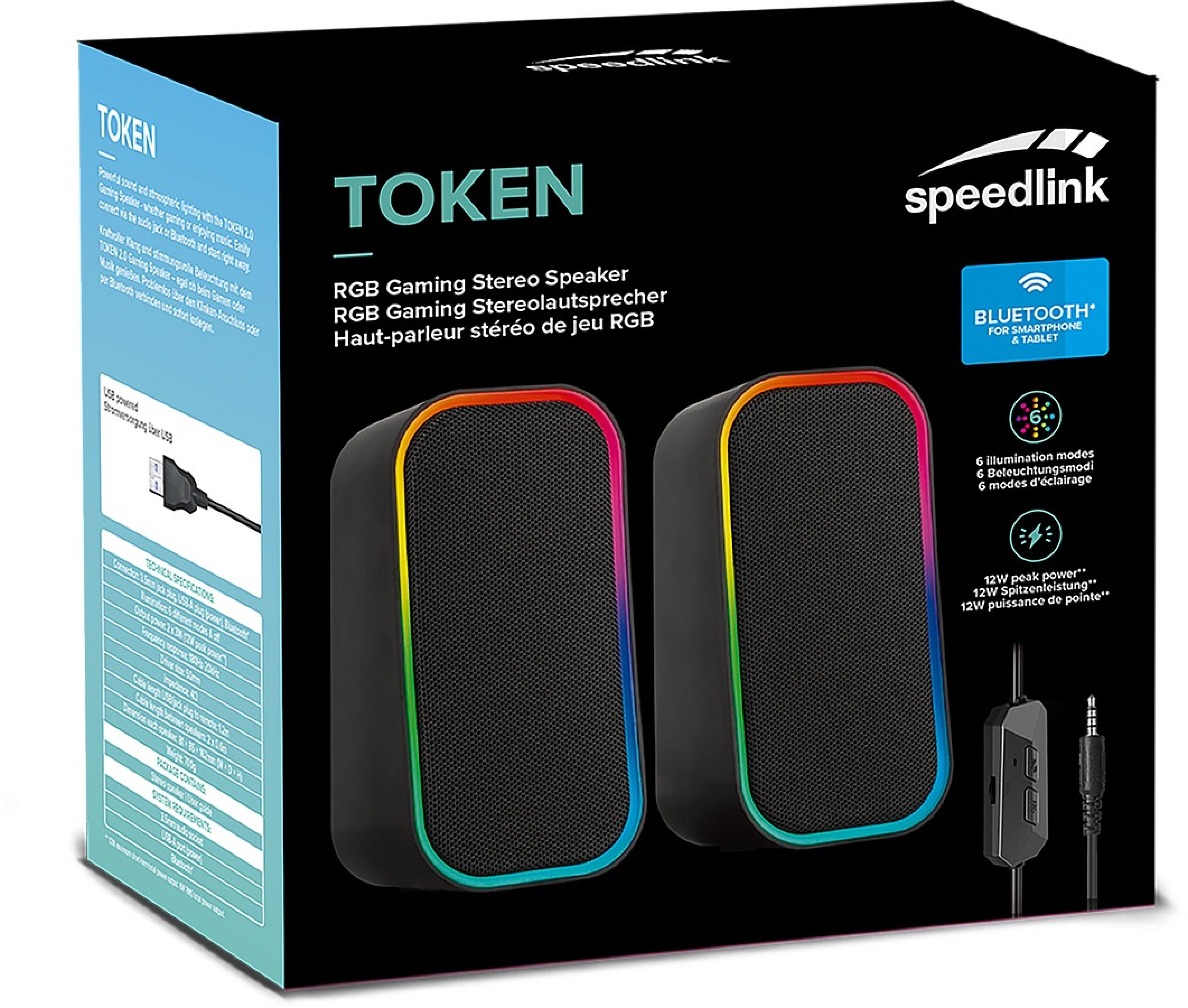 TOKEN RGB Gaming Stereo Lautsprecher, schwarz
