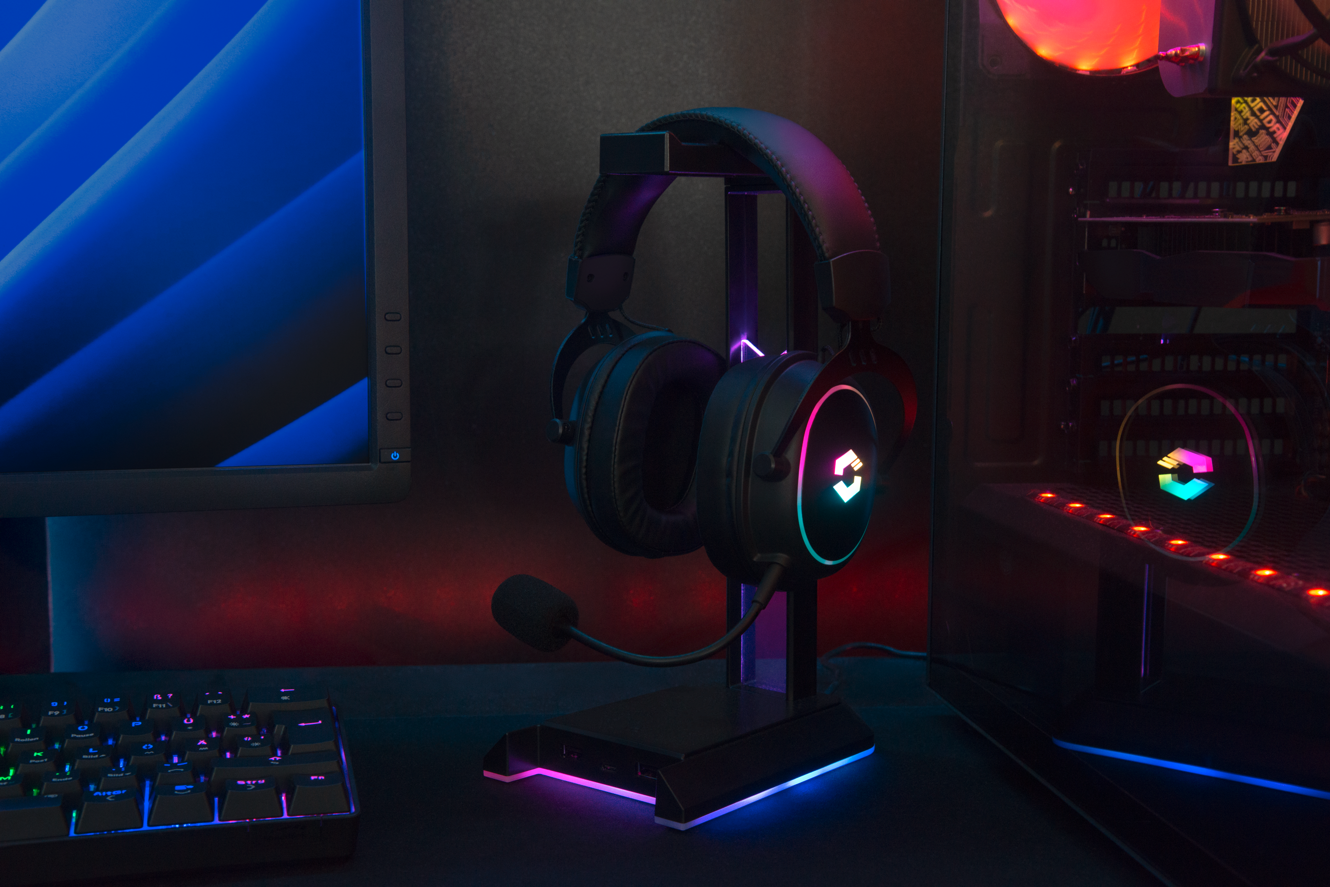 CONUX Kabelloses RGB-Stereo-Gaming-Headset– für PC, PS5, PS4, Xbox Series X/S, Switch 2, Switch, Switch OLED und Switch Lite, schwarz