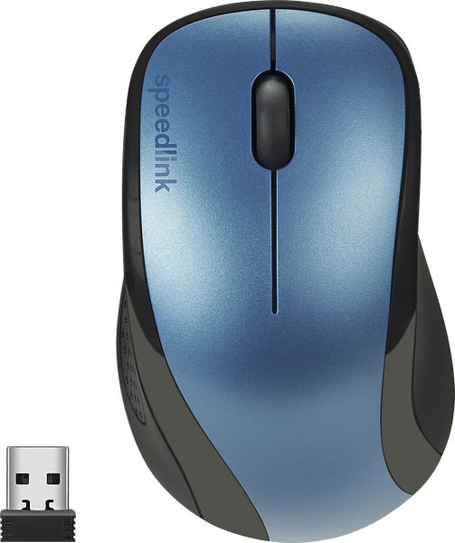 Kabellose blaue Computermaus von Speedlink mit USB-Empfänger, geeignet für PC und Laptop