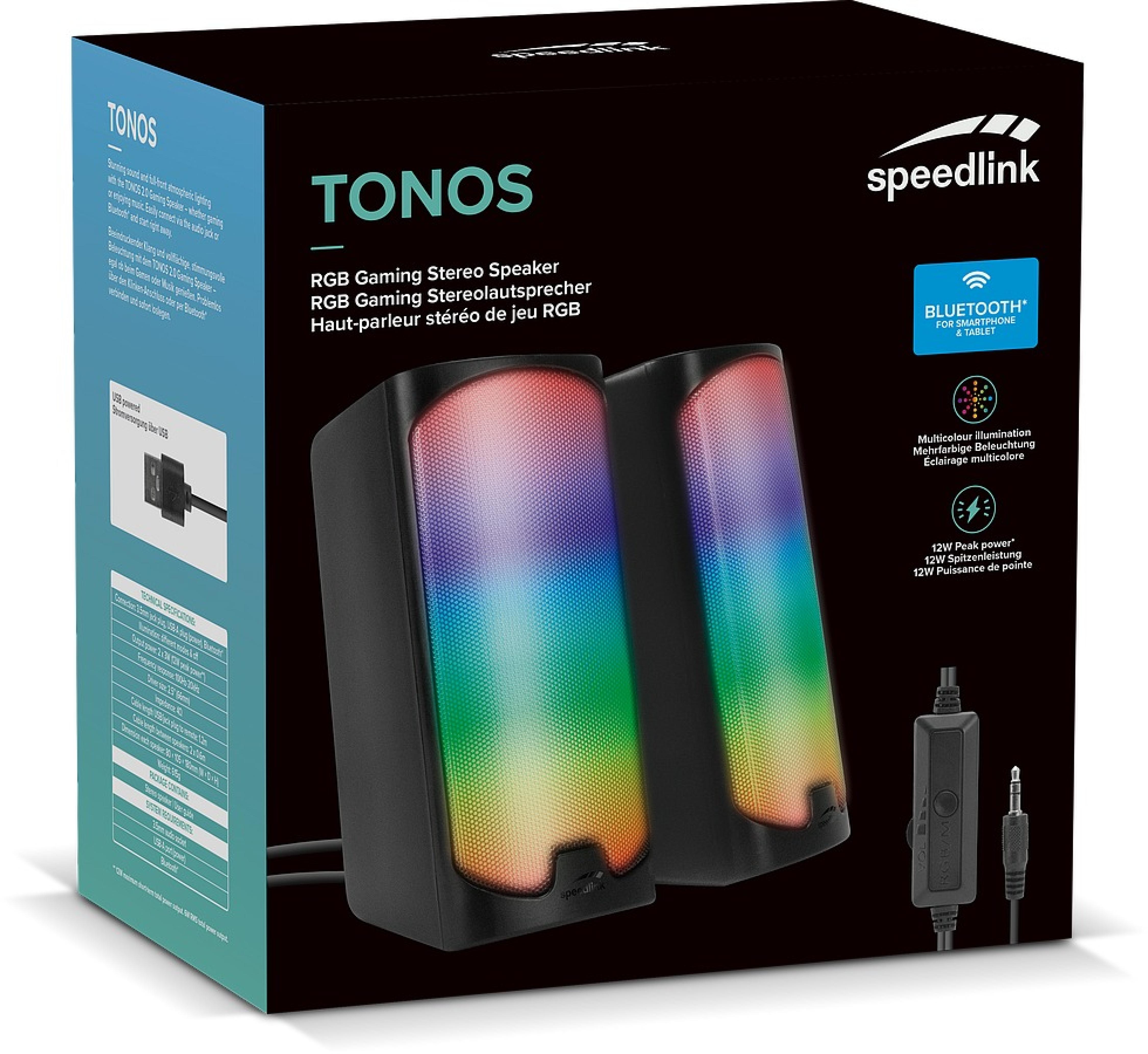 TONOS RGB Gaming Stereo Lautsprecher, schwarz