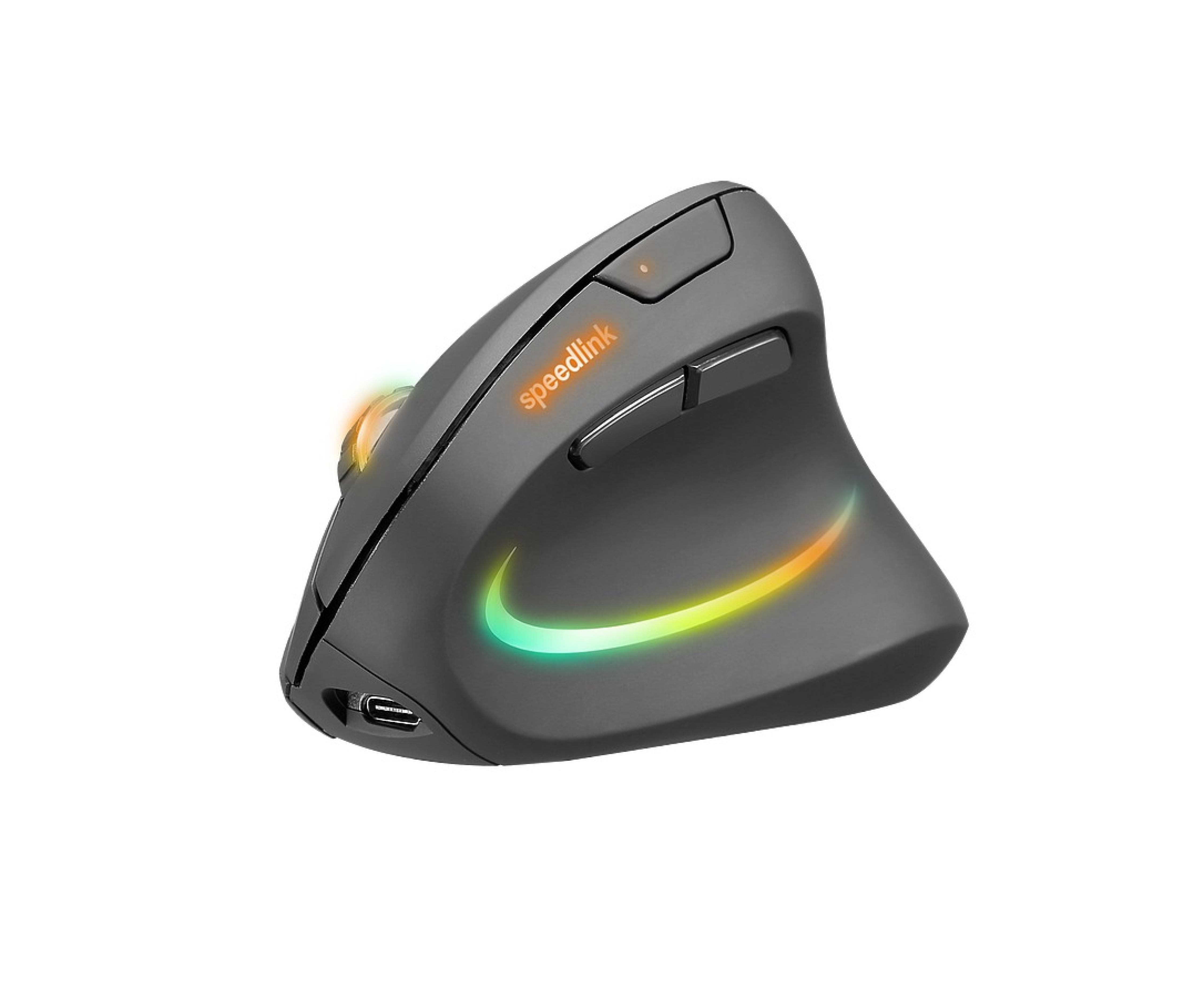 PIAVO PRO wiederaufladbare vertikale ergonomische RGB-Maus – kabellos, gummiert-schwarz