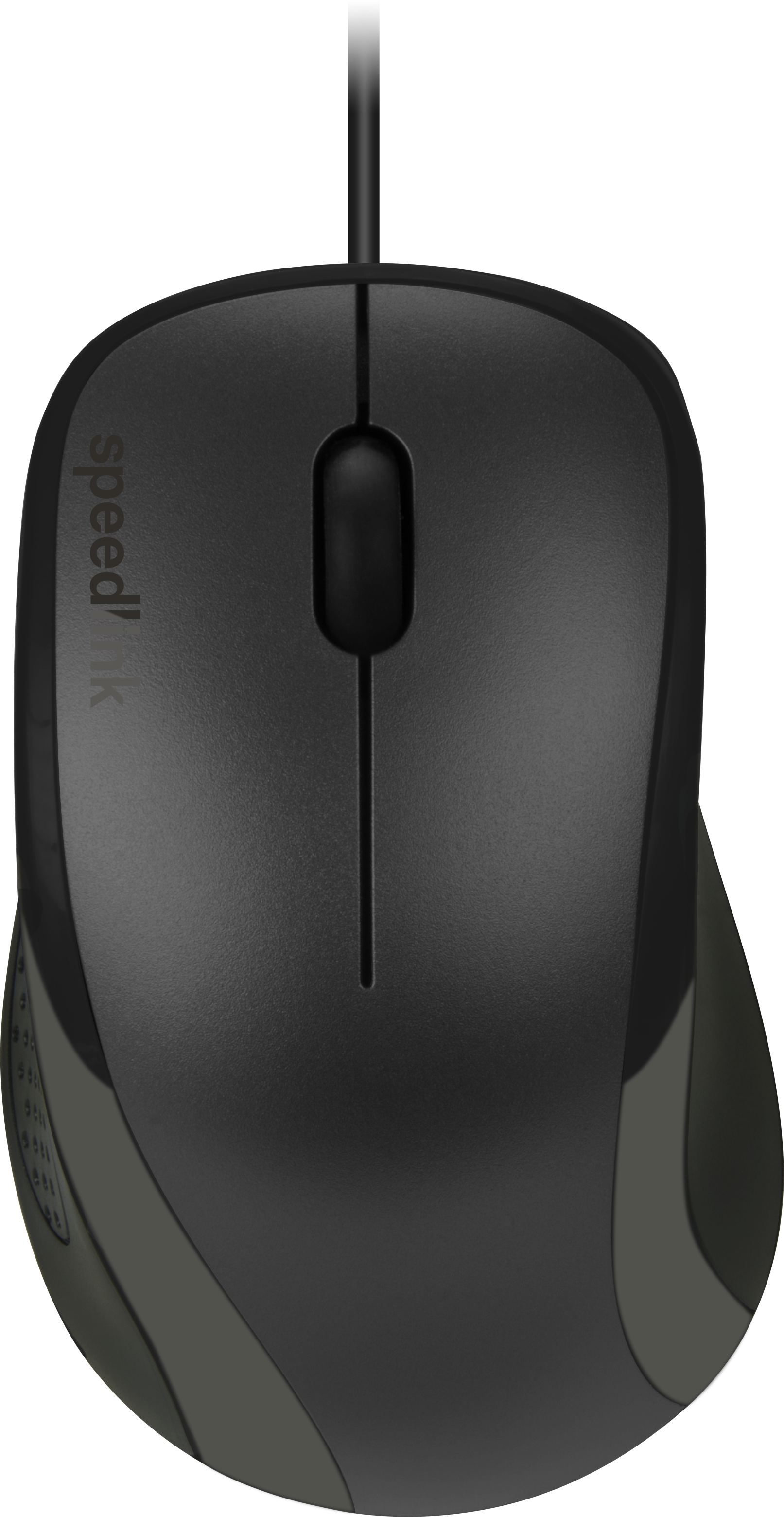 Kabelgebundene schwarze Speedlink Computermaus mit ergonomischer Form und seitlichen Griffflächen