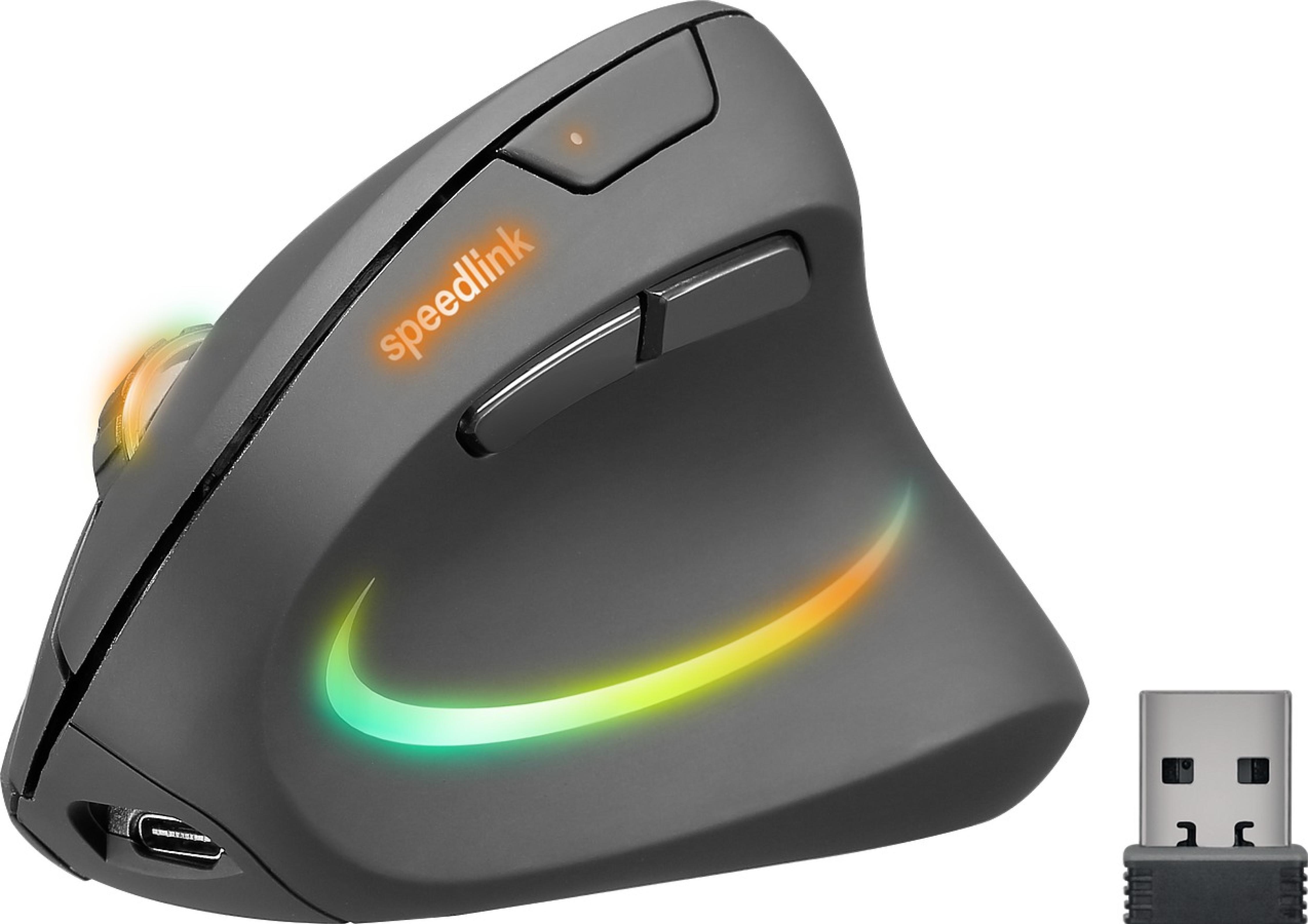 PIAVO PRO wiederaufladbare vertikale ergonomische RGB-Maus – kabellos, gummiert-schwarz