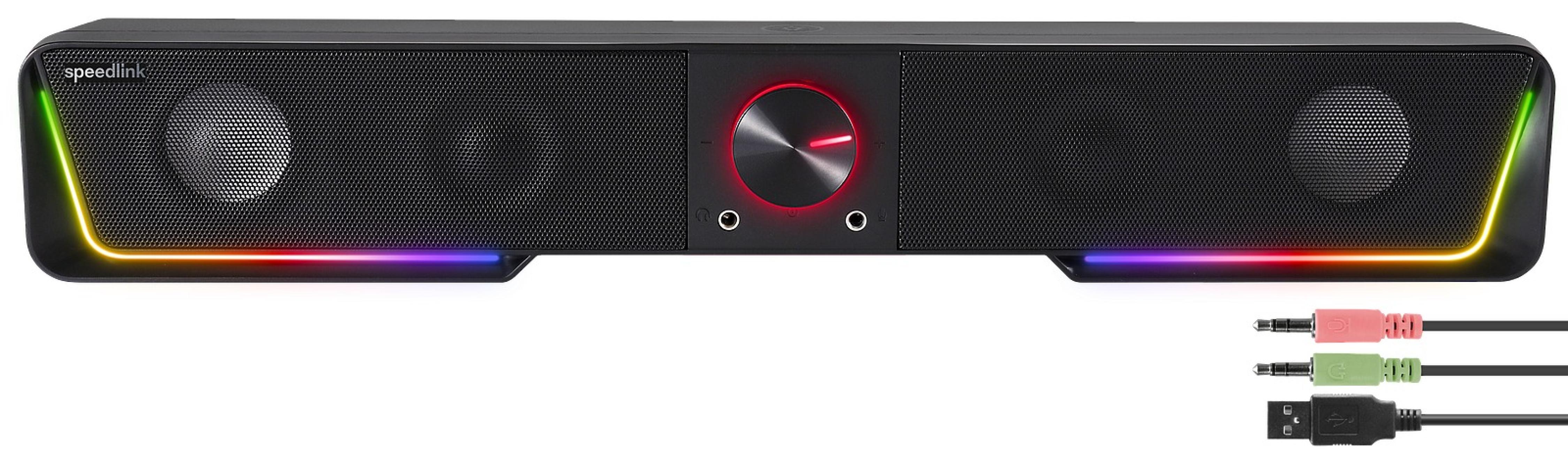 GRAVITY RGB Stereo Soundbar, schwarz